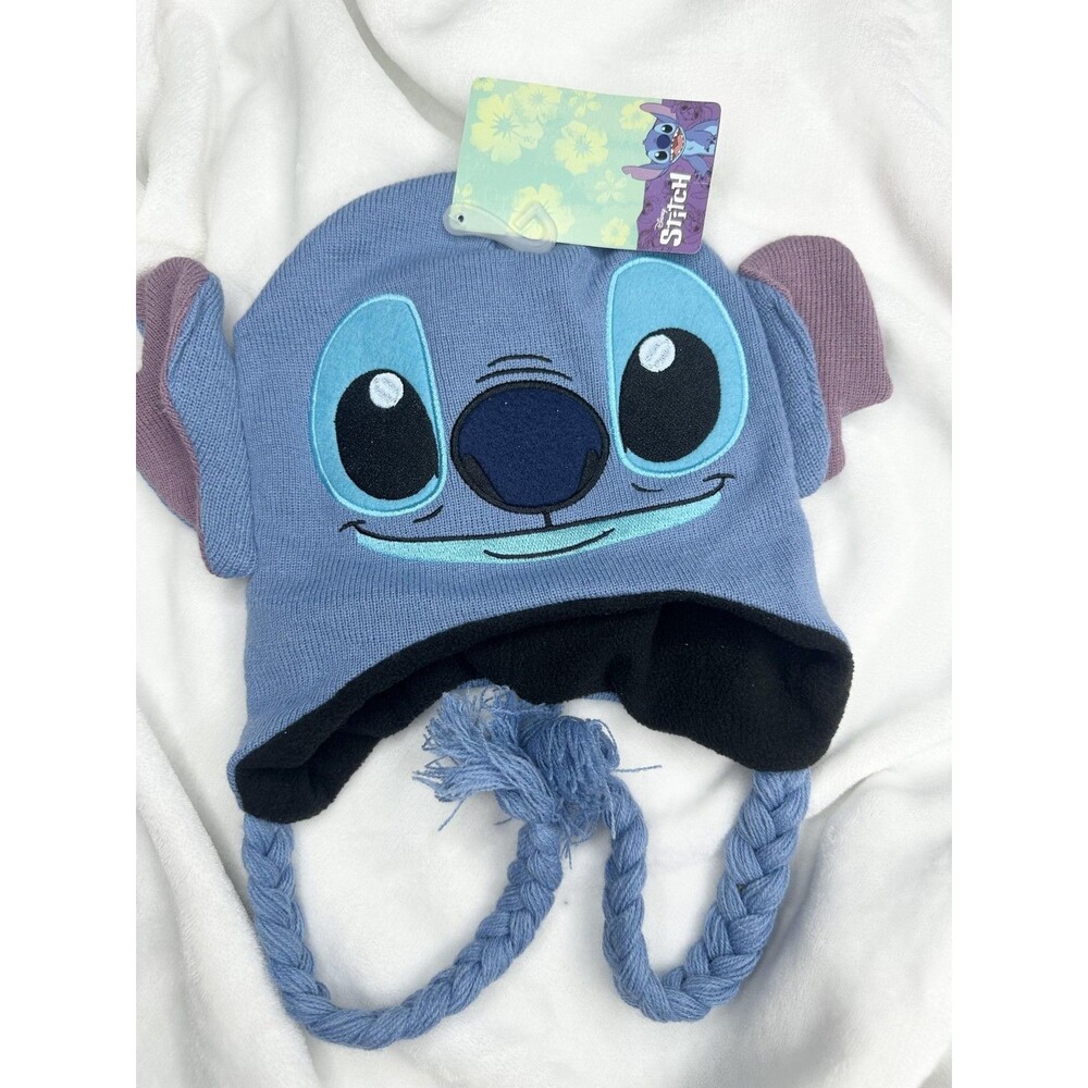 Disney Hat Trapper Girl One Size Blue Stitch Lilo & Stitch Ear Flap Fleece Lined